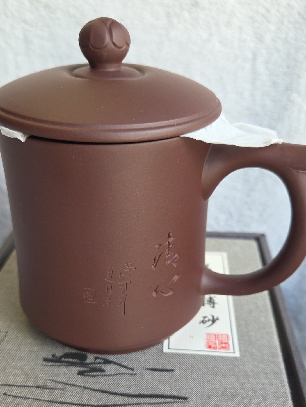 Purple Clay Lidded Tea Mug with Handle